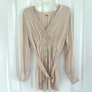 Free People, belted, button down top.